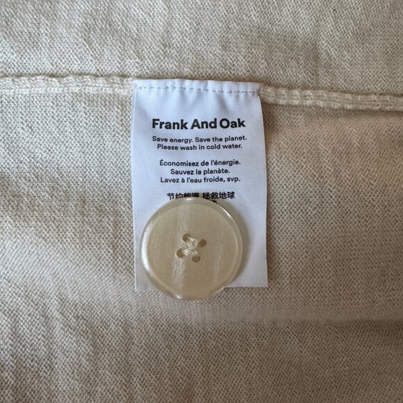 Frank & Oak Merino Wool Collared Cardigan β Cream β Size Large - Picture 6 of 8